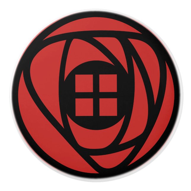 Charles Rennie Mackintosh Arts & Crafts Style Rose Ceramic Knob (Front)