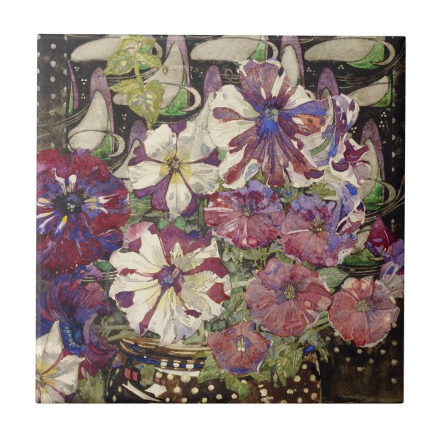 Charles Rennie Mackintosh - Petunias Tile (Front)