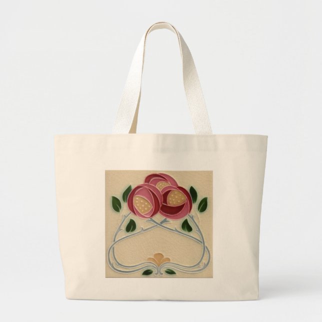 Charles Rennie Mackintosh Pink Red Rose Tote bag (Front)
