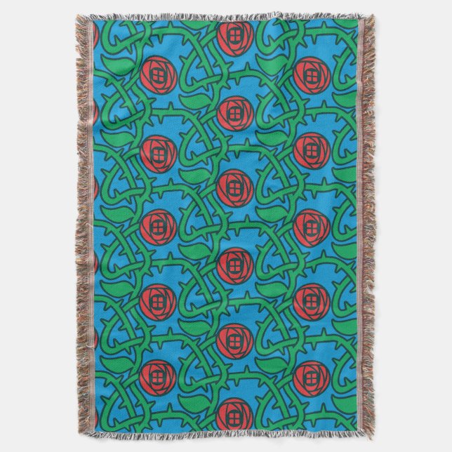 Charles Rennie Mackintosh Rose Pattern Throw Blanket (Front Vertical)