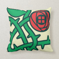 Charles Rennie Mackintosh Rose Pattern Throw Pillo
