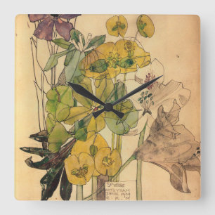 Charles Rennie Mackintosh - Spurge With Yham 1909 Square Wall Clock