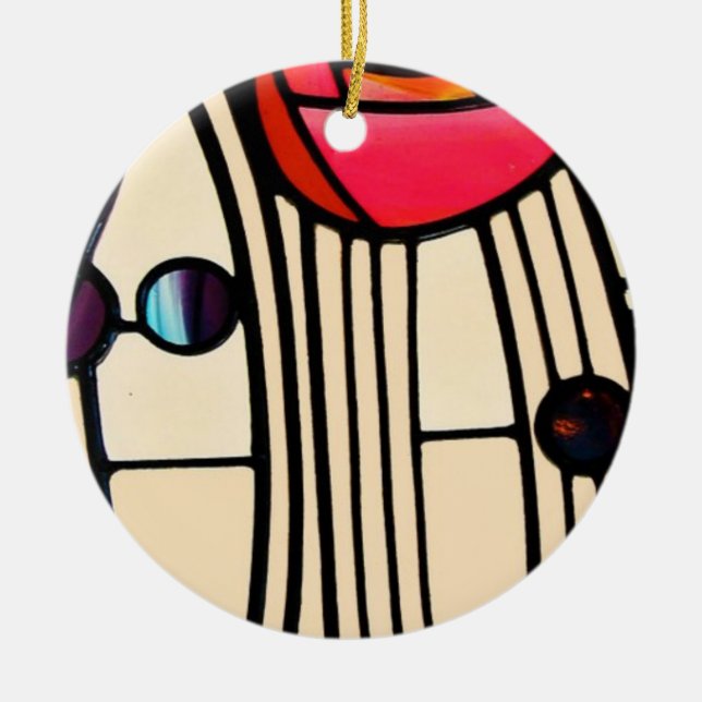 Charles Rennie Mackintosh Stained Glass Ceramic Tree Decoration (Front)