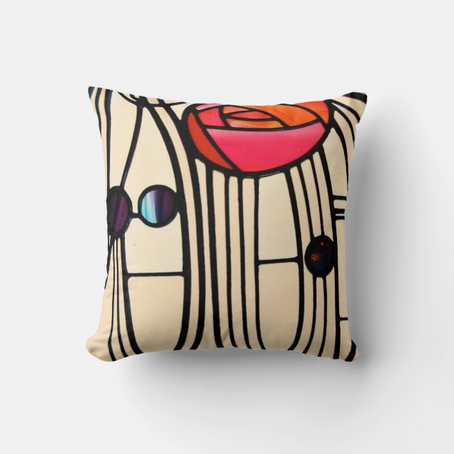 Charles Rennie Mackintosh Stained Glass Cushion (Front)