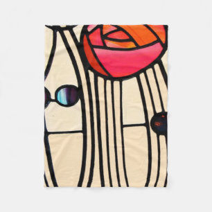 Charles Rennie Mackintosh Stained Glass Fleece Blanket