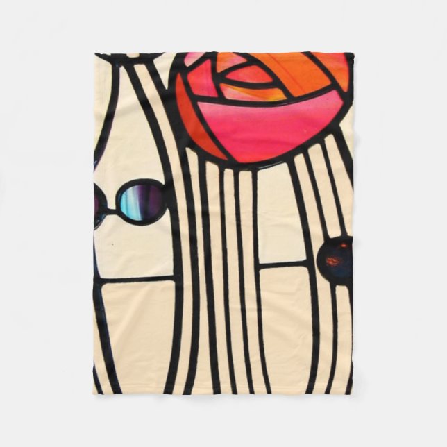 Charles Rennie Mackintosh Stained Glass Fleece Blanket (Front)