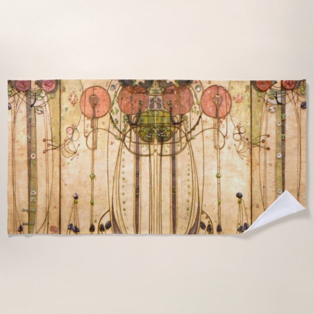 Charles Rennie Mackintosh The Wassail Beach Towel (Front)