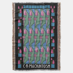 Charles Rennie Mackintosh Tulip Pattern Throw Blanket