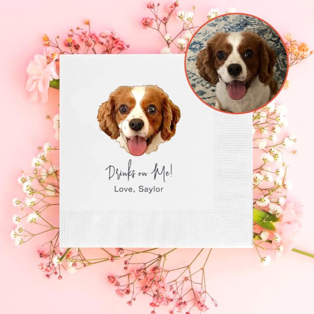 Charles Spaniel Dog Drink On Me Personalised Napkin (Creator Uploaded)