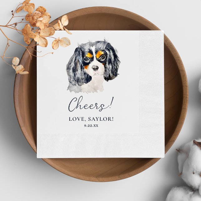 Charles Spaniel Dog Personalised Cheers Napkin (Creator Uploaded)