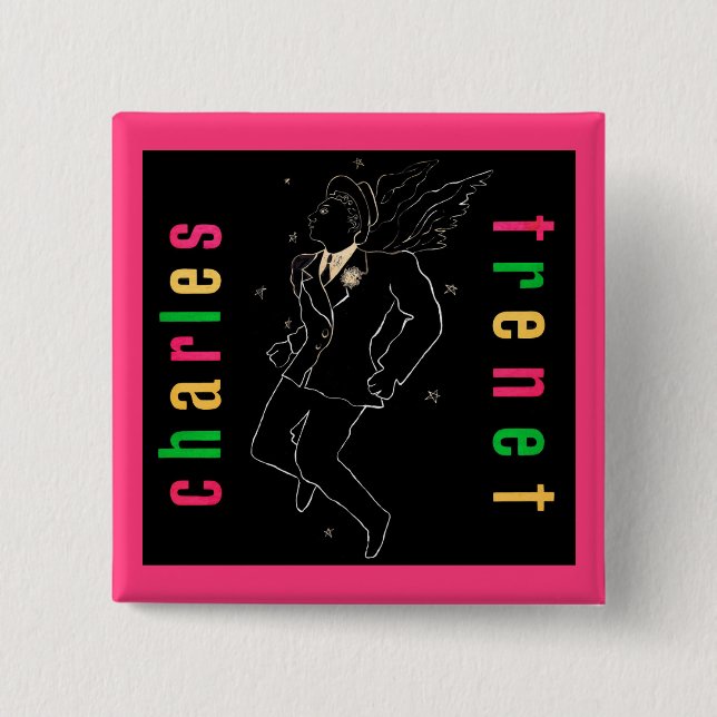 Charles Trenet 15 Cm Square Badge (Front)