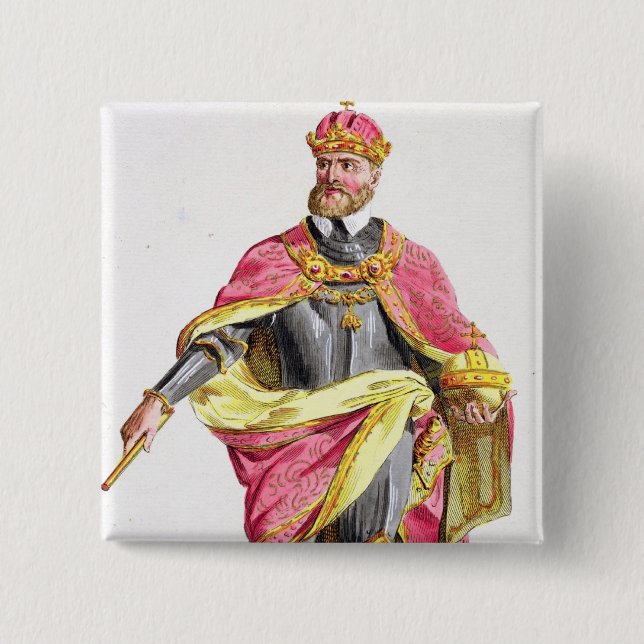 Charles V (1500-58) from 'Receuil des Estampes, re 15 Cm Square Badge (Front)
