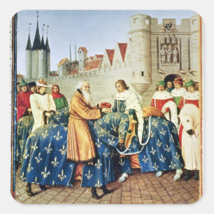 Charles V  receiving Emperor Charles IV Square Sticker