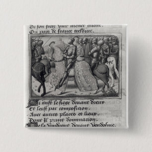 Charles VII  and Joan of Arc at the Siege of 15 Cm Square Badge