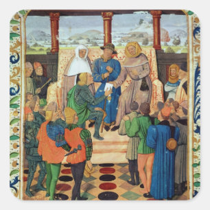 Charles VII  giving a document to Joan of Arc Square Sticker