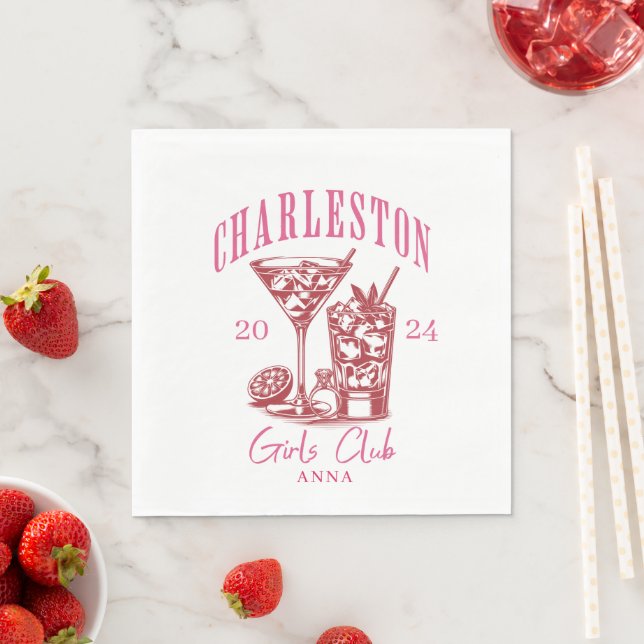charleston bachelorette girls weekend trip napkin (Insitu)