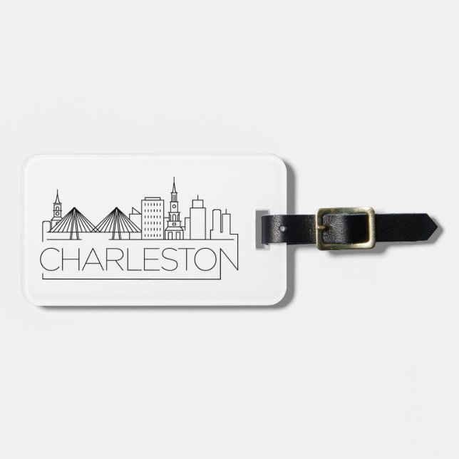 Charleston City Stylised Skyline Luggage Tag (Front Horizontal)