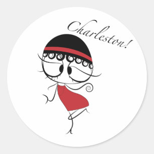 Charleston dancer girl classic round sticker