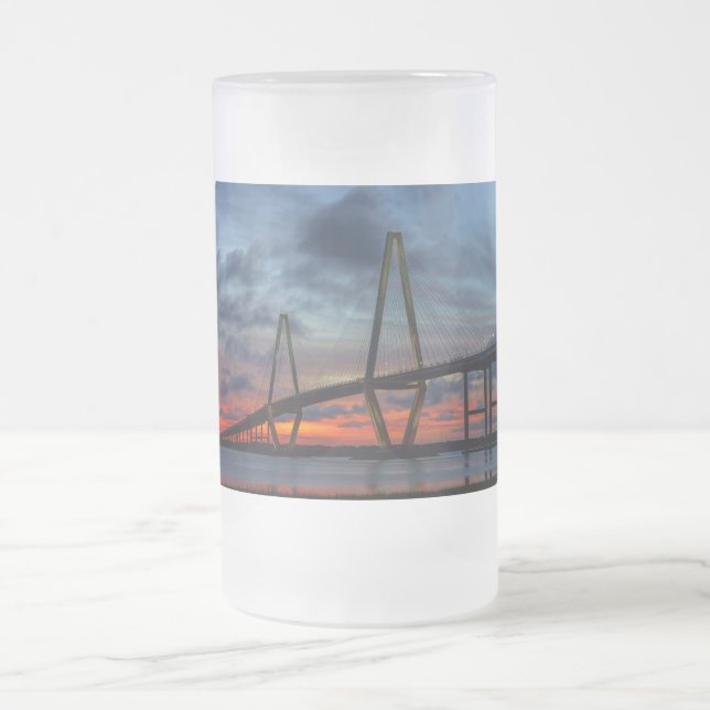 Charleston Fire Like Sunset Frosted Glass Beer Mug (Center)