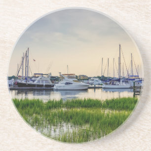 Charleston Harbour Boats Sunset Coaster