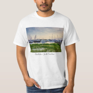 Charleston Harbour Boats Sunset T-Shirt