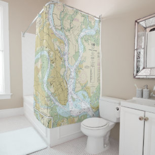 Charleston Harbour Nautical Chart 11524 Shower Curtain