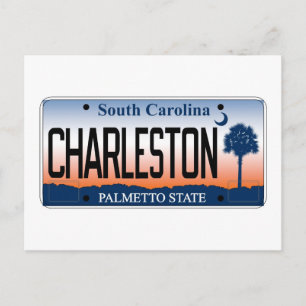 Charleston License Plate Postcard