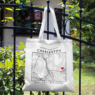 Charleston Love Locator City Map Wedding Welcome Tote Bag