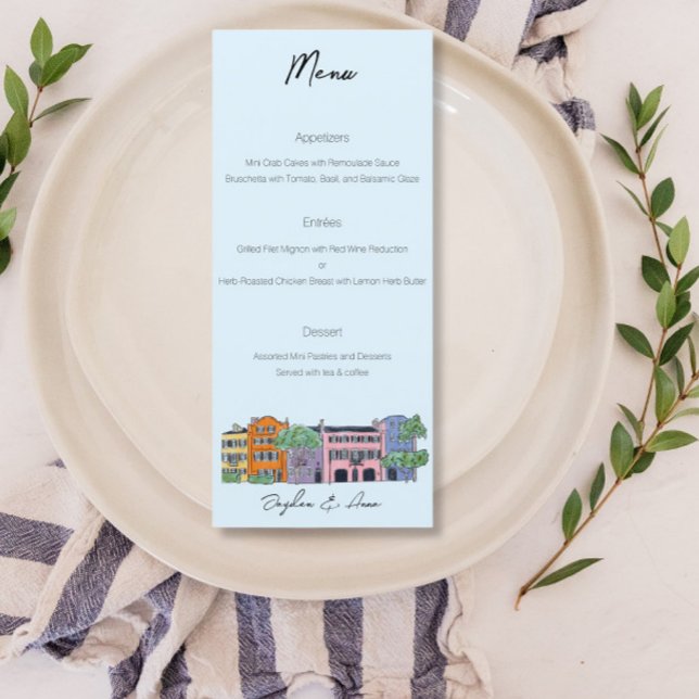 Charleston Menu for Wedding Watercolor design  (Creator Uploaded)