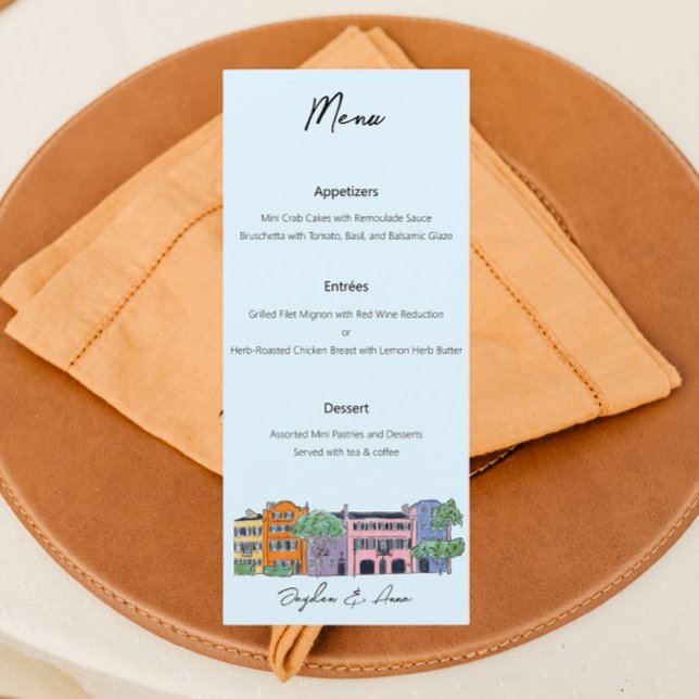 Charleston Menu for Wedding Watercolor design  (Creator Uploaded)