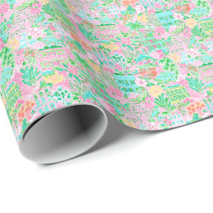 Charleston Pastel Preppy Palm Beach Pattern Print Wrapping Paper