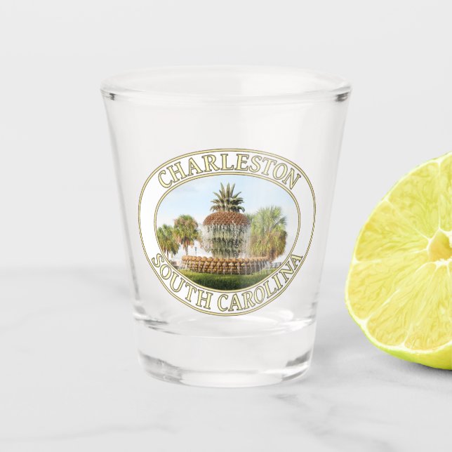 Charleston Pineapple Fountain, South Carolina Shot Glass (Front)