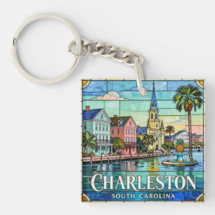 Charleston Rainbow Row Cityscape 🌺 Key Ring