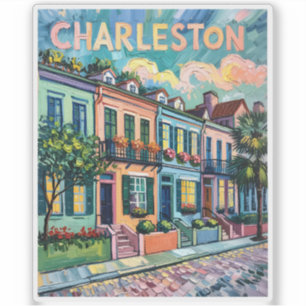 Charleston Rainbow Row Colorful Van Gogh Travel