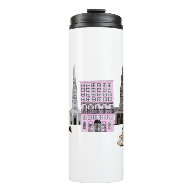 Charleston SC City Rainbow Row Thermal Tumbler (Front)
