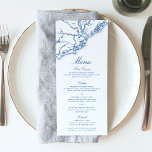 Charleston SC Map Elegant Navy Blue Wedding Menu<br><div class="desc">Elevate your Charleston wedding with this elegant navy blue Lowcountry South Carolina map-themed wedding menu. Perfect for historic and romantic venues like the William Aiken House, Boone Hall Plantation, Magnolia Plantation and Gardens, The Cedar Room, Lowndes Grove Plantation, Legare Waring House, Middleton Place, The Gadsden House, The Governor Thomas Bennett...</div>