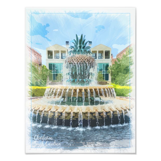 Charleston SC Pineapple Fountain Print (Front)