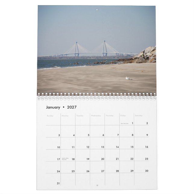 Charleston, South Carolina Calendar (Jan 2027)
