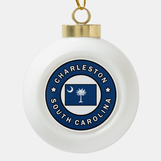 Charleston South Carolina Ceramic Ball Christmas Ornament (Front)