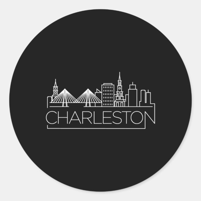 Charleston South Carolina City Skyline For And Classic Round Sticker (Front)