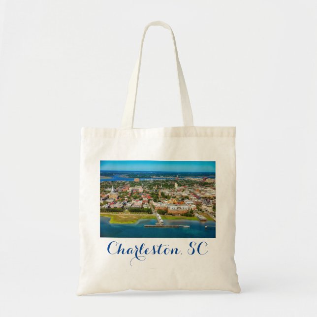 Charleston South Carolina City Skyline Travel Tote Bag (Front)