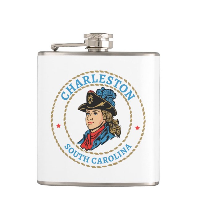 Charleston South Carolina Colonial Hip Flask (Front)