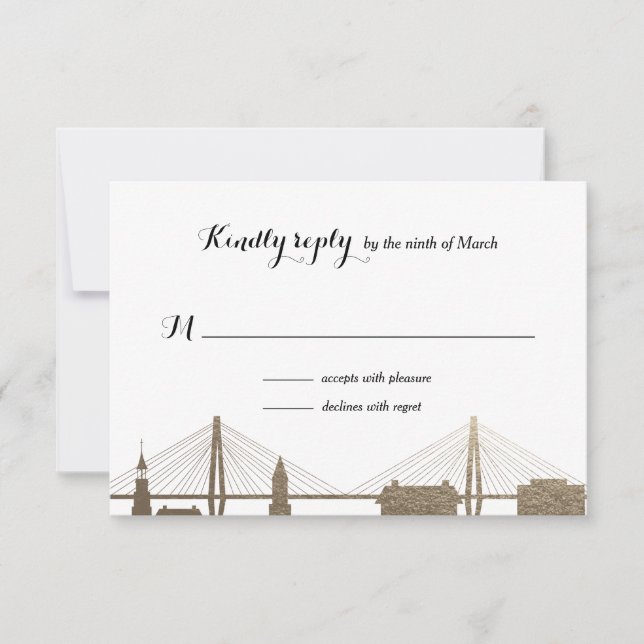 Charleston South Carolina Faux Gold Rsvp Card (Front)
