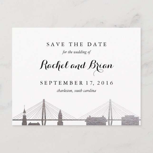 Charleston South Carolina Faux Silver Postcard (Front)