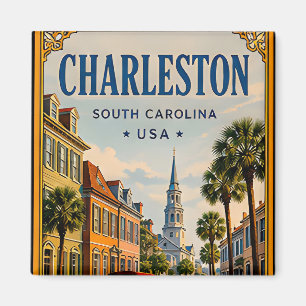 🏛️ Charleston South Carolina Historic Retro Magnet