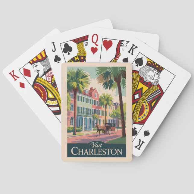 Charleston South Carolina Illustration Travel Art Playing Cards (Back)