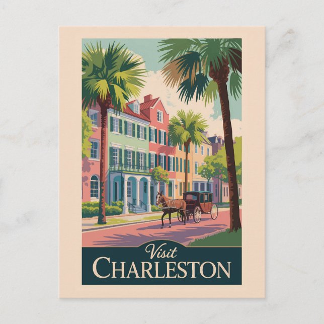 Charleston South Carolina Illustration Travel Art Postcard (Front)