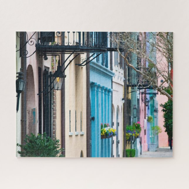 Charleston South Carolina Rainbow Row Houses Jigsaw Puzzle (Horizontal)