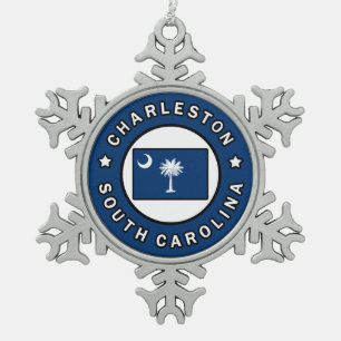 Charleston South Carolina Snowflake Pewter Christmas Ornament