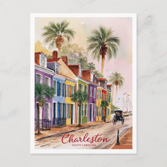 Charleston, South Carolina street Painting Postcard (Front)